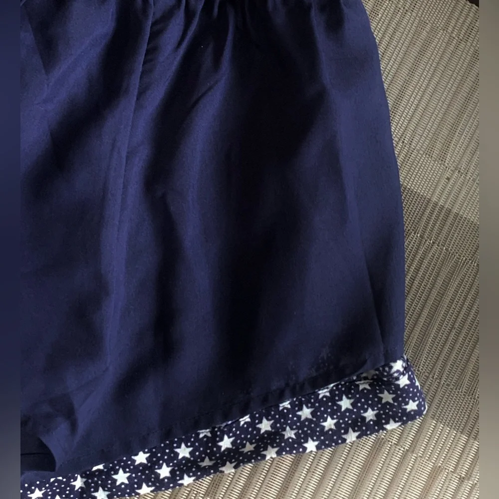 Gap Kids Toddler 4-5 Navy Blue White Stars Shorts Romper Ruffle Trim XS NEW $40